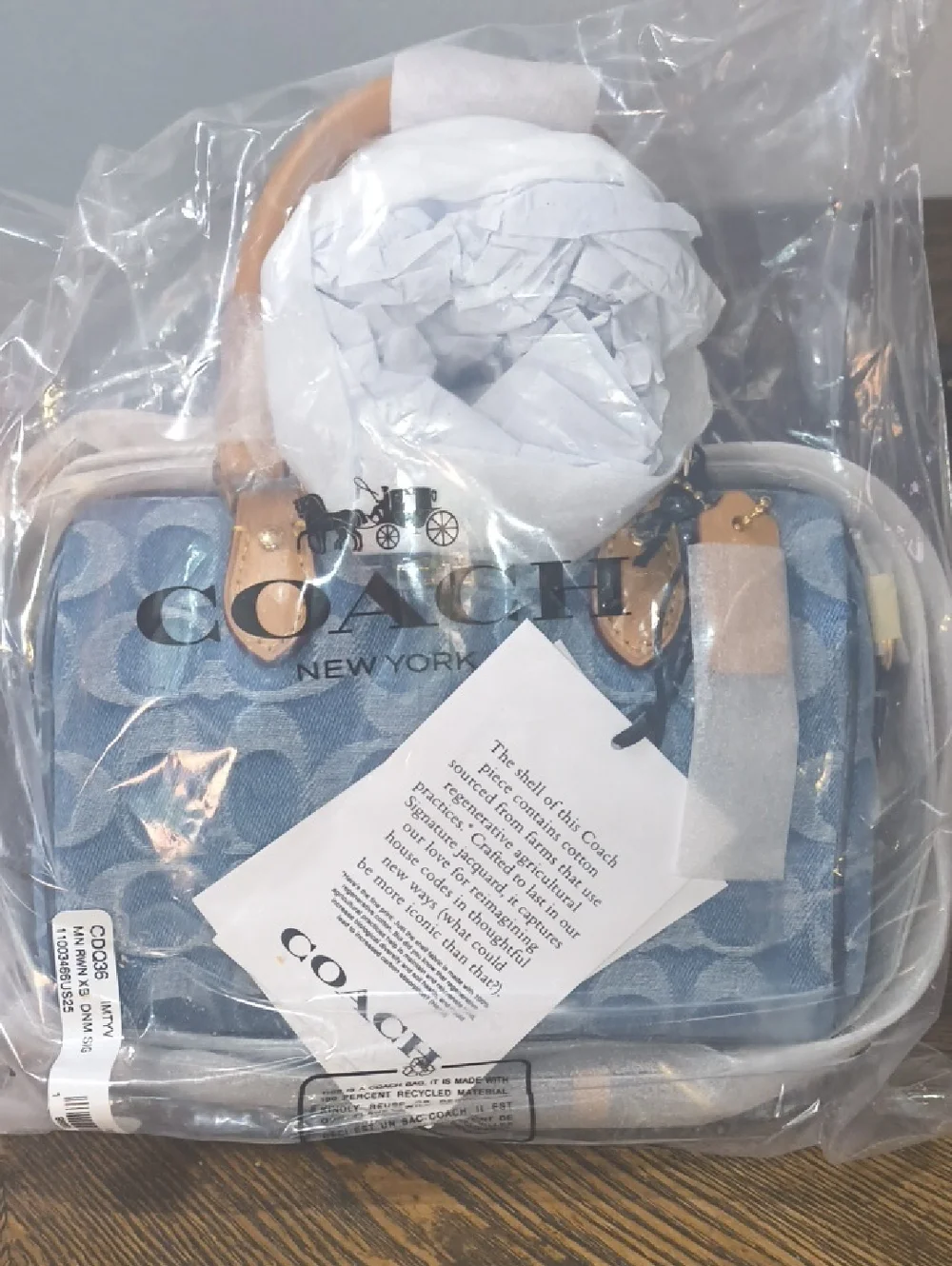 Coach Blue Signature Rowan New With Tags - Picture 1 of 6